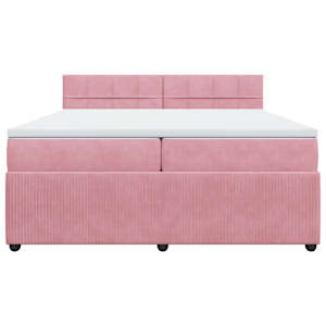 Box spring postel s matrací růžová 200x200 cm samet - obrázek 4