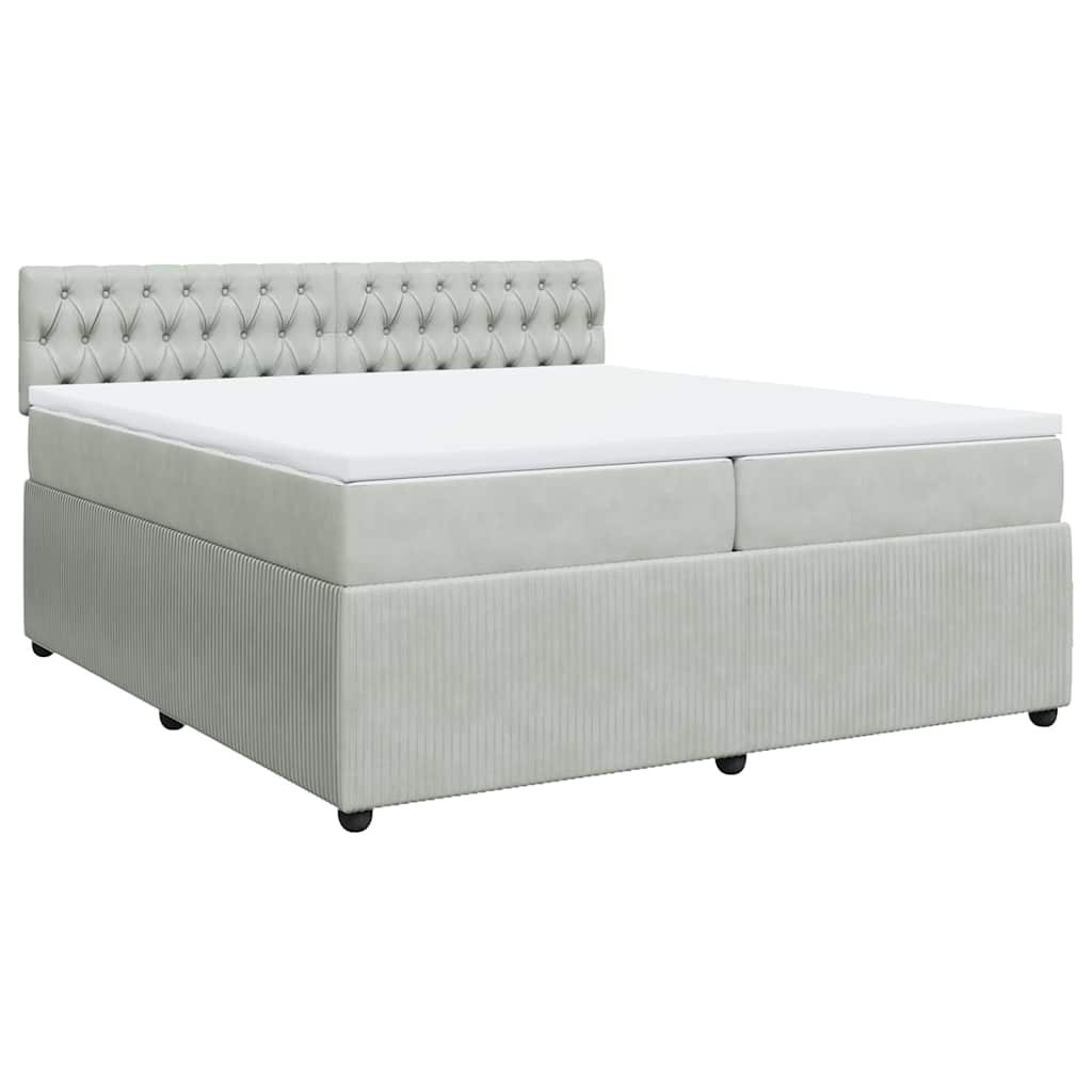 vidaXL Boxspring met matras fluweel lichtgrijs 200x200 cm grijs, foto 3