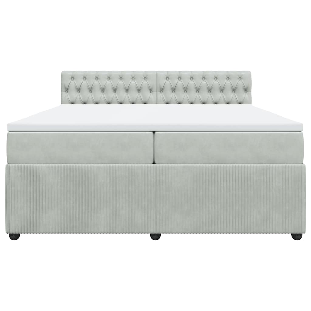 vidaXL Boxspring met matras fluweel lichtgrijs 200x200 cm grijs, foto 4