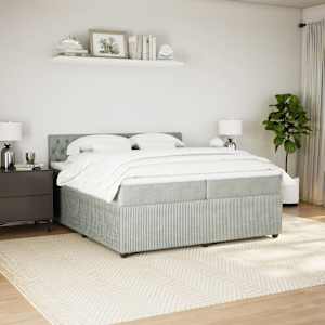 Box spring postel s matrací světle šedá 200x200 cm samet - obrázek 3