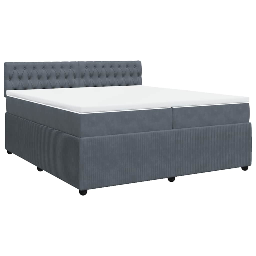 vidaXL Boxspring met matras fluweel donkergrijs 200x200 cm grijs, foto 3