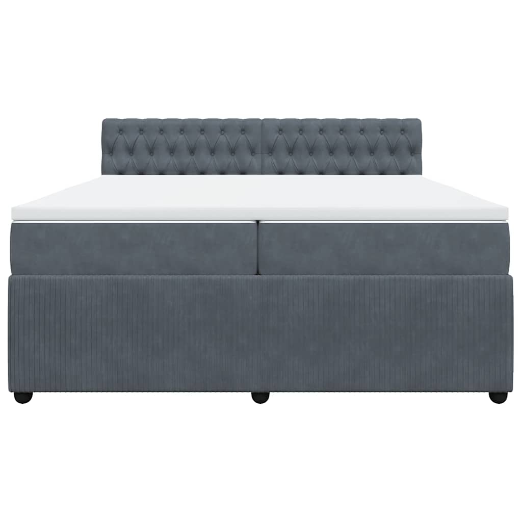 vidaXL Boxspring met matras fluweel donkergrijs 200x200 cm grijs, foto 4