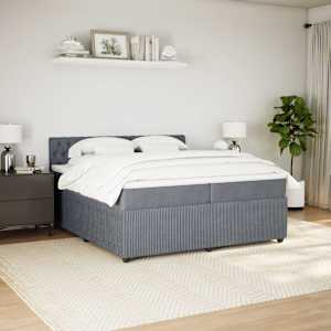 Box spring postel s matrací tmavě šedá 200x200 cm samet - obrázek 3
