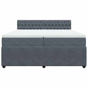 Box spring postel s matrací tmavě šedá 200x200 cm samet - obrázek 4