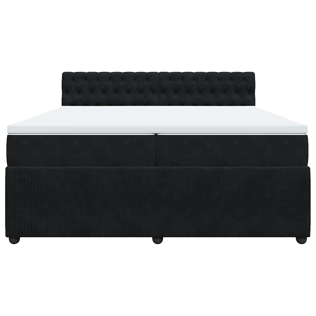 vidaXL Boxspring met matras fluweel zwart 200x200 cm, foto 4