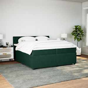 Box spring postel s matrací tmavě zelená 200x200 cm samet - obrázek 3