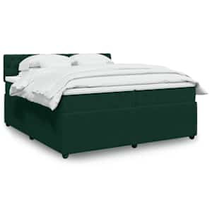 Box spring postelja z vzmetnico temno zelena 200x200 cm žamet