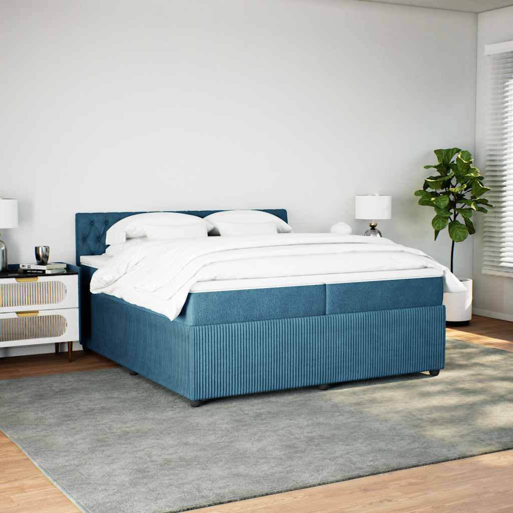 vidaXL Boxspring met matras fluweel blauw 200x200 cm afbeelding