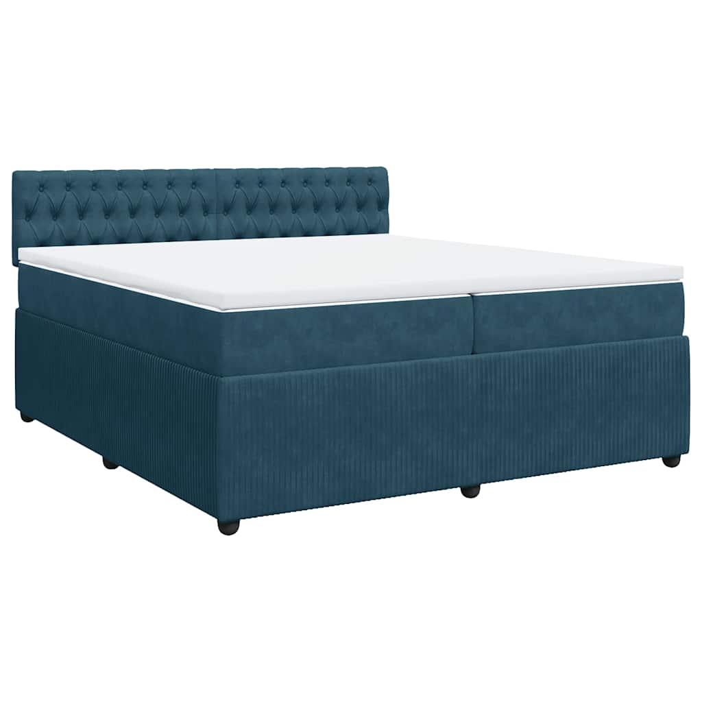 vidaXL Boxspring met matras fluweel blauw 200x200 cm, foto 4