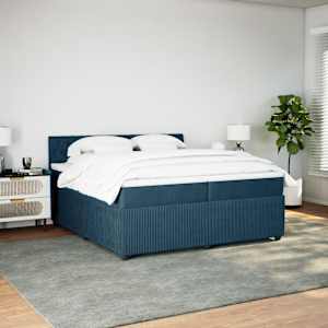 Box spring postel s matrací modrá 200 x 200 cm samet - obrázek 3