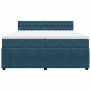 Box spring postel s matrací modrá 200 x 200 cm samet - obrázek 4