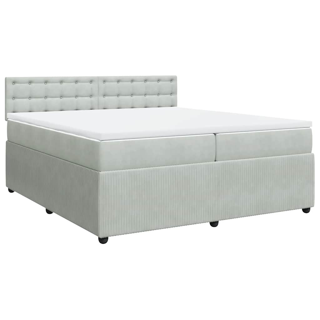 vidaXL Boxspring met matras fluweel lichtgrijs 200x200 cm grijs, foto 3