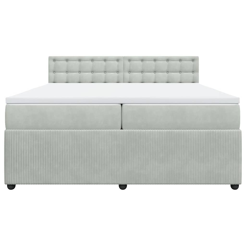 vidaXL Boxspring met matras fluweel lichtgrijs 200x200 cm grijs, foto 4