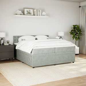 Box spring postel s matrací světle šedá 200x200 cm samet - obrázek 3