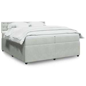 Box spring postelja z vzmetnico svetlo siva 200x200 cm žamet