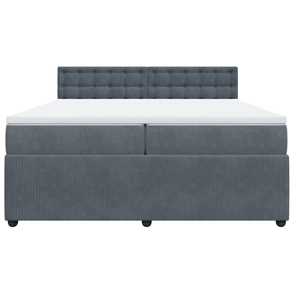 vidaXL Boxspring met matras fluweel donkergrijs 200x200 cm grijs, foto 4