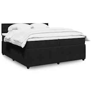 Box spring postelja z vzmetnico črna 200x200 cm žamet