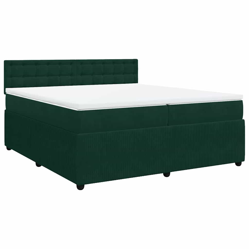 vidaXL Boxspring met matras fluweel donkergroen 200x200 cm groen, foto 3