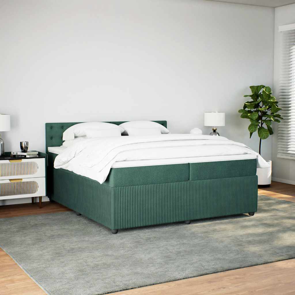Thumbnail - vidaXL Boxspringbett mit Matratze Dunkelgrün 200x200 cm Samt