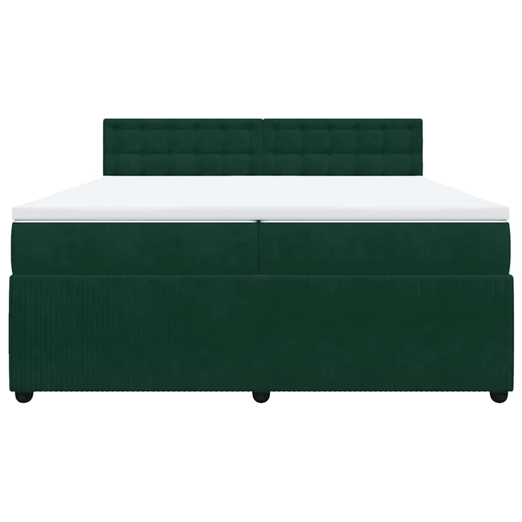 vidaXL Boxspring met matras fluweel donkergroen 200x200 cm groen, foto 4