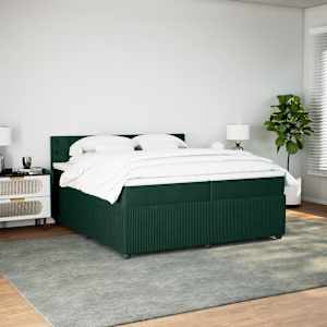 Box spring postel s matrací tmavě zelená 200x200 cm samet - obrázek 3