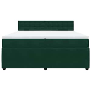 Box spring postel s matrací tmavě zelená 200x200 cm samet - obrázek 4