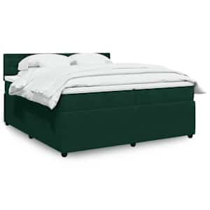 Box spring postelja z vzmetnico temno zelena 200x200 cm žamet