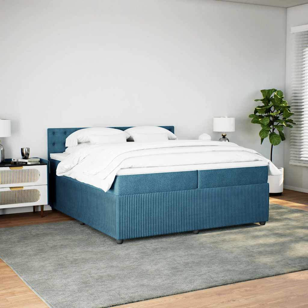 vidaXL Boxspring met matras fluweel blauw 200x200 cm afbeelding