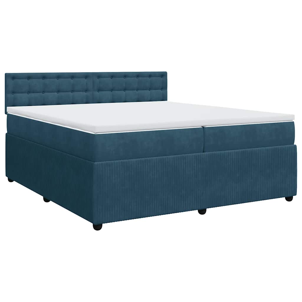 Thumbnail - vidaXL Boxspringbett mit Matratze Blau 200x200 cm Samt
