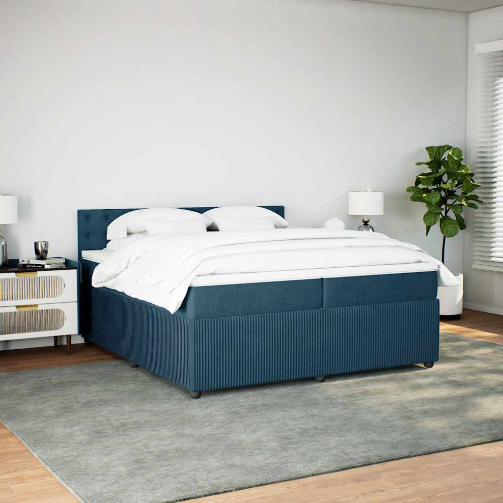 Thumbnail - vidaXL Boxspringbett mit Matratze Blau 200x200 cm Samt