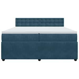 Box spring postel s matrací modrá 200 x 200 cm samet - obrázek 4