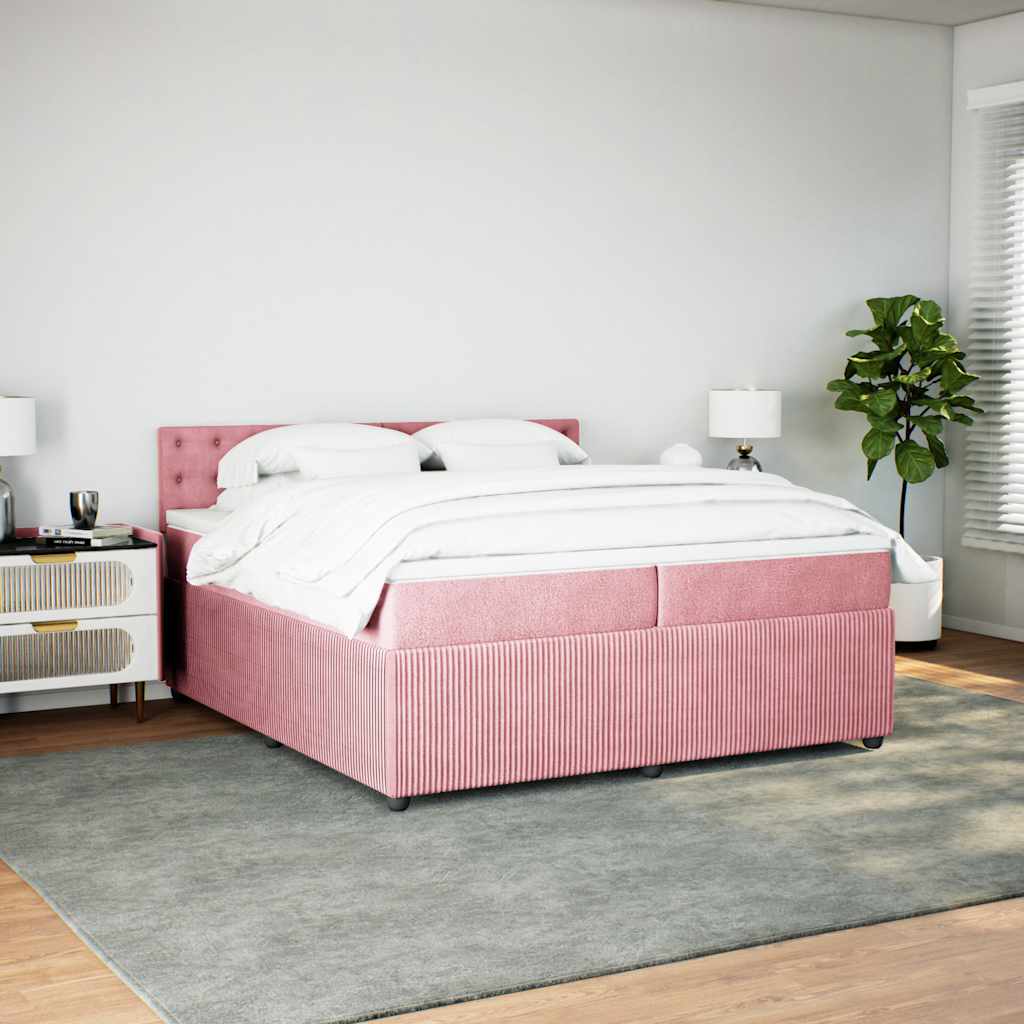 vidaXL Boxspring met matras fluweel roze 200x200 cm, foto 2