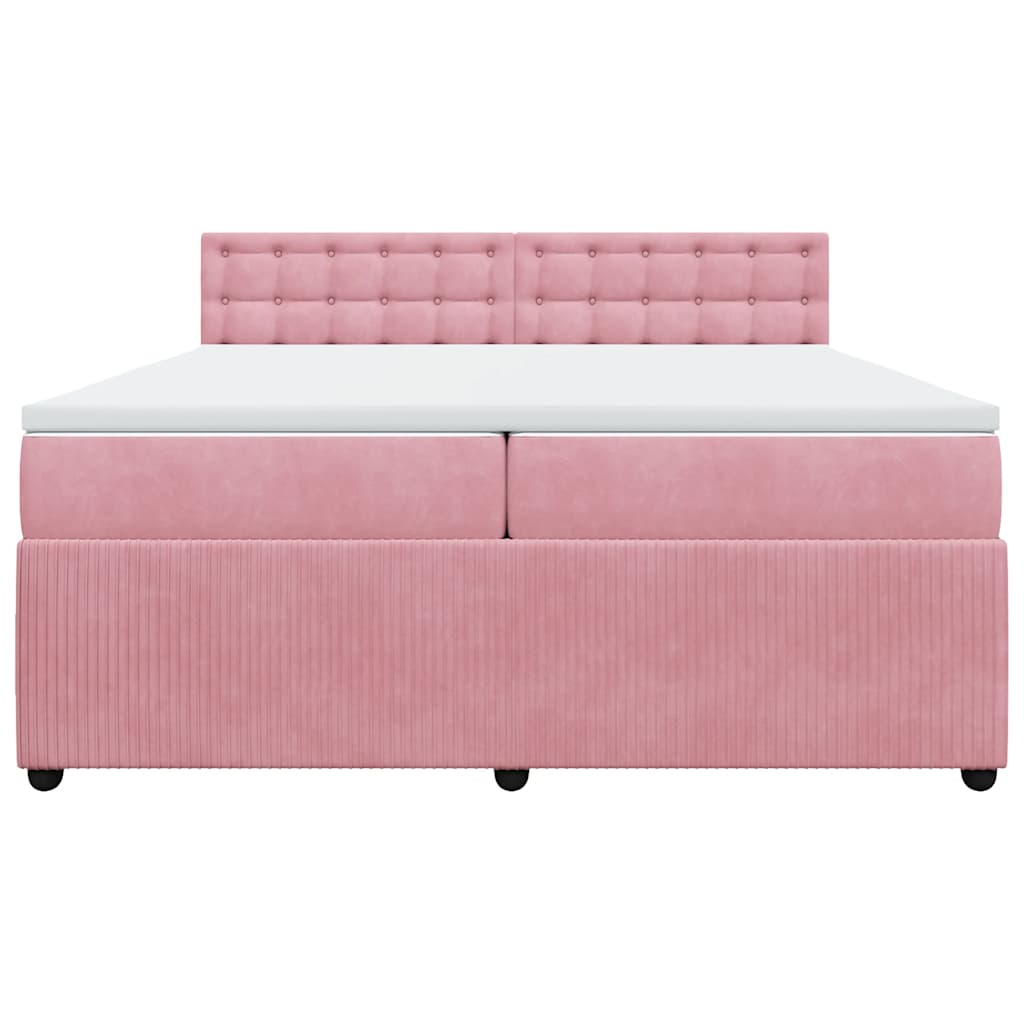 vidaXL Boxspring met matras fluweel roze 200x200 cm, foto 4