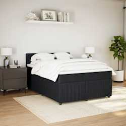 vidaXL Box Spring Bed with Mattress Black Double Fabric