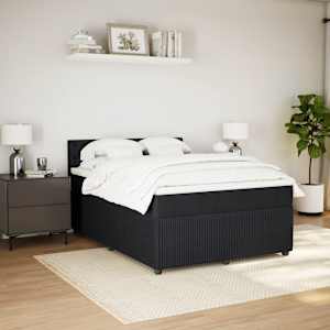 vidaXL Box Spring Bed with Mattress Black Double Fabric