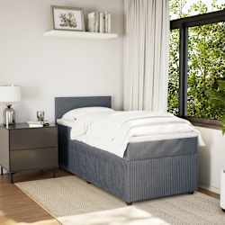 vidaXL Box Spring Bed with Mattress Dark Grey King Single Velvet