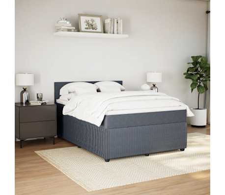 vidaXL Box Spring Bed with Mattress Dark Grey Double Velvet