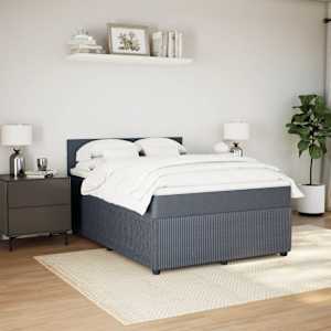 vidaXL Box Spring Bed with Mattress Dark Grey Double Velvet