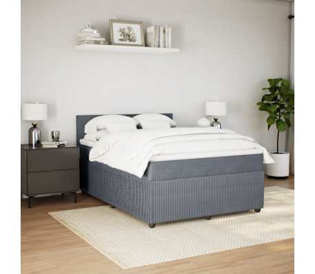 vidaXL Box Spring Bed with Mattress Dark Grey Queen Velvet