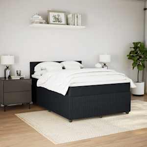 vidaXL Box Spring Bed with Mattress Black Queen Velvet