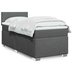 Box spring postelja z vzmetnico temno siva 80x200 cm blago