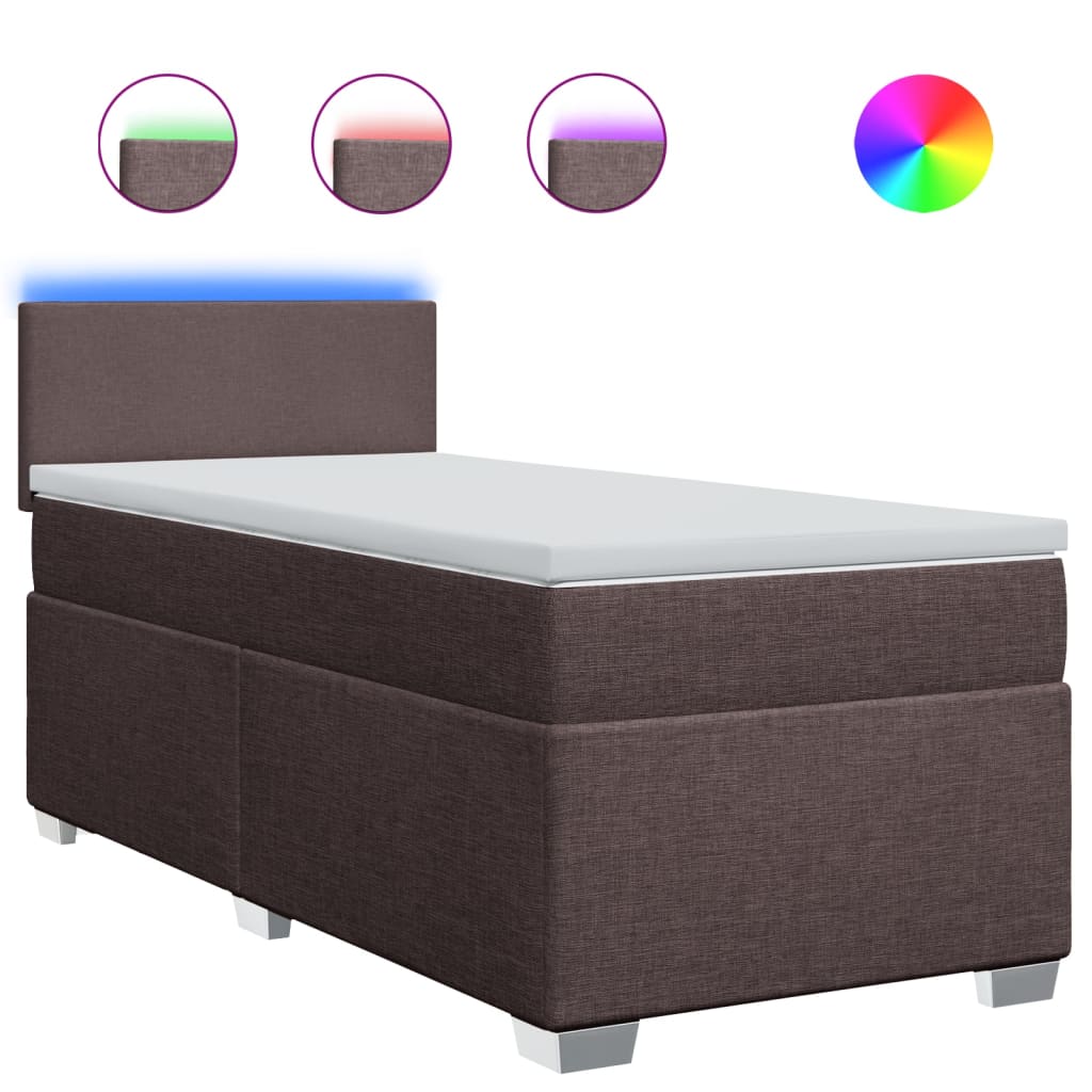 vidaXL Boxspring met matras stof donkerbruin 80x200 cm bruin, foto 3