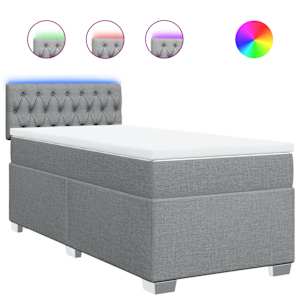 Box spring postel s matrací světle šedá 80 x 200 cm textil - obrázek 2