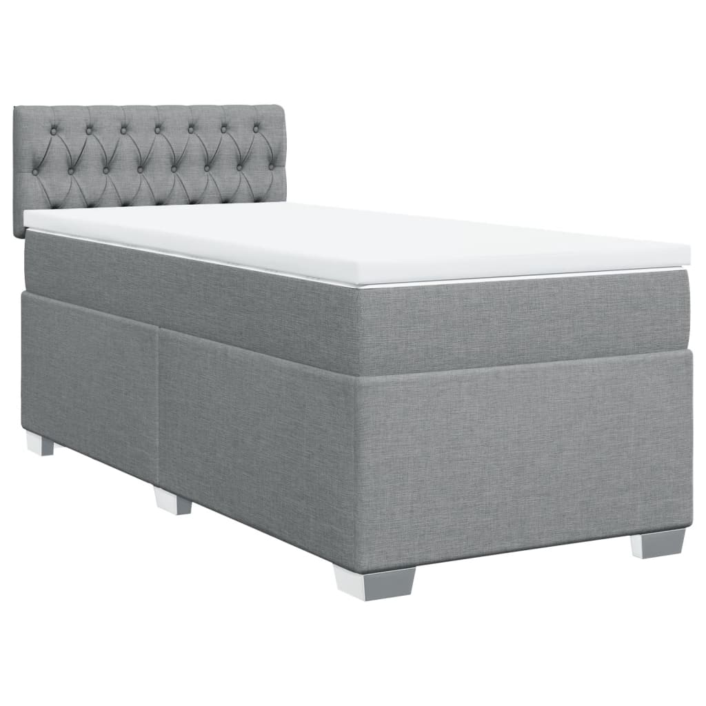 vidaXL Boxspring met matras stof lichtgrijs 80x200 cm afbeelding