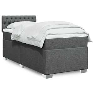 Box spring postel s matrací tmavě šedá 80 x 200 cm textil - obrázek 1