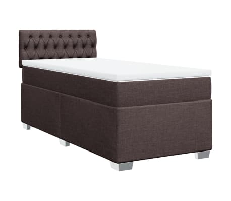 vidaXL Κρεβάτι Boxspring με Στρώμα Σκούρο Καφέ 80x200 εκ. Υφασμάτινο