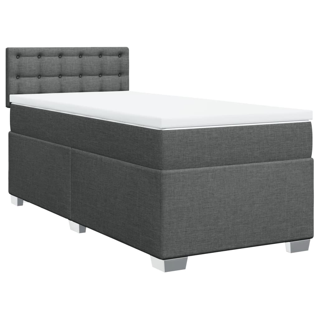 vidaXL Boxspring met matras stof donkergrijs 80x200 cm afbeelding