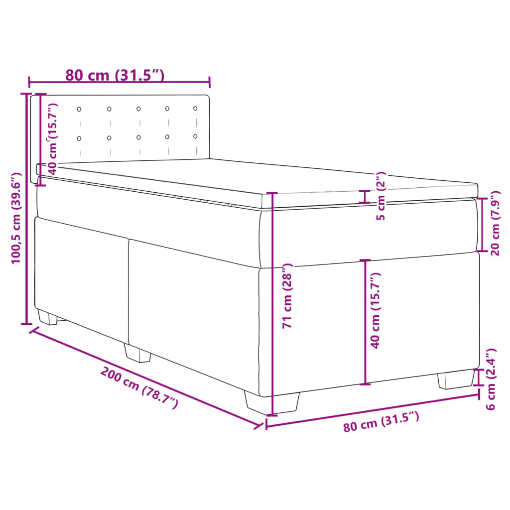 Box spring postel s matrací černá 80 x 200 cm textil - obrázek 18