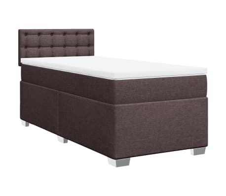 vidaXL Κρεβάτι Boxspring με Στρώμα Σκούρο Καφέ 80x200 εκ. Υφασμάτινο