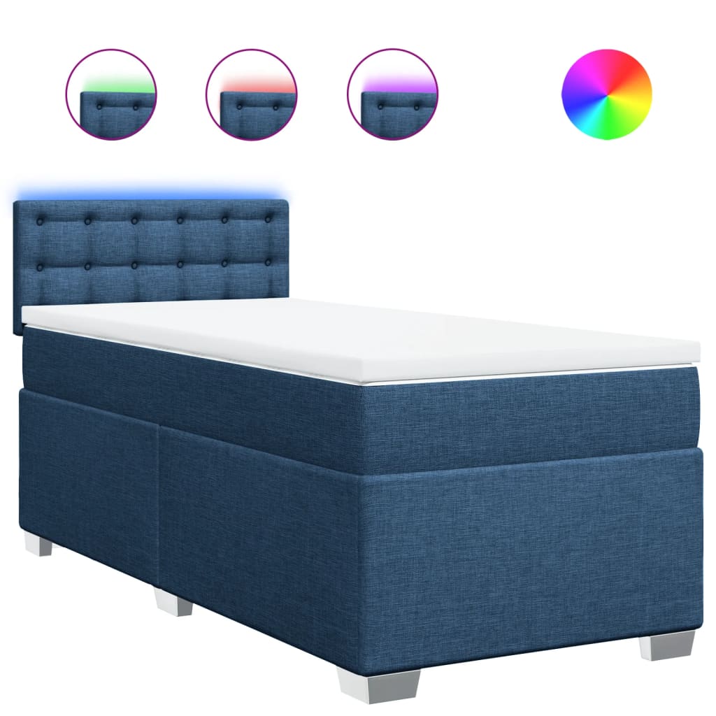 Thumbnail - vidaXL Boxspringbett mit Matratze Blau 80x200 cm Stoff